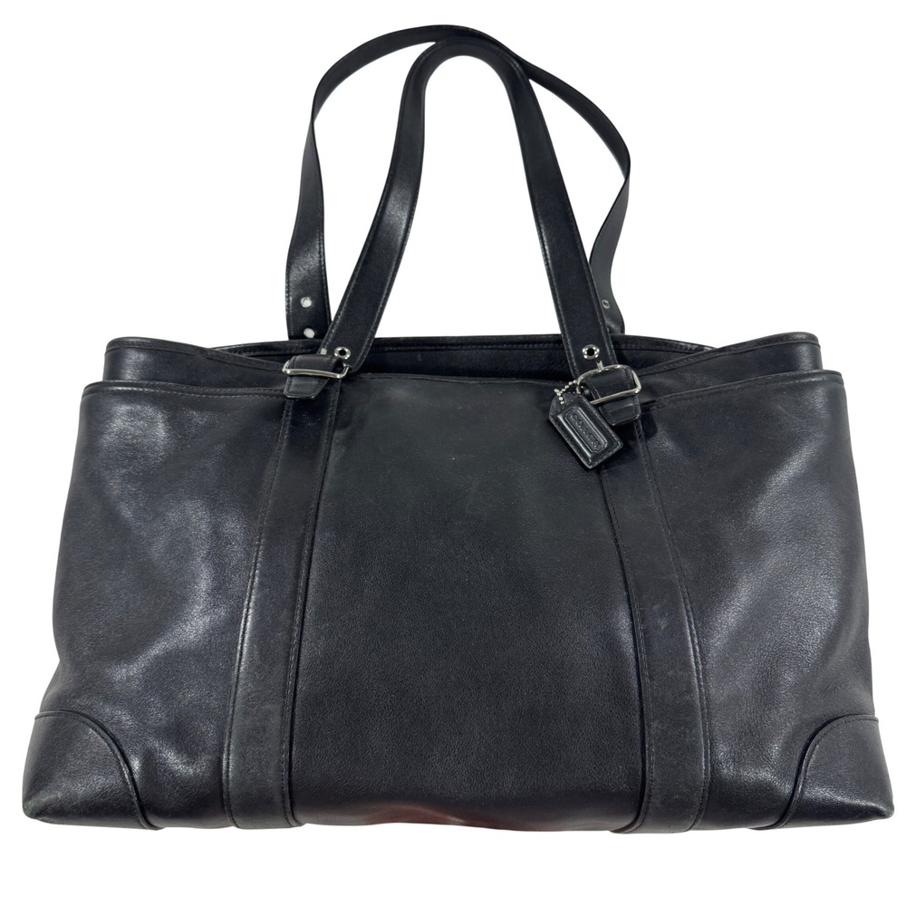 Vintage Coach Hampton Tote Bag Carry All Black Leather M3S-5147 Y2K